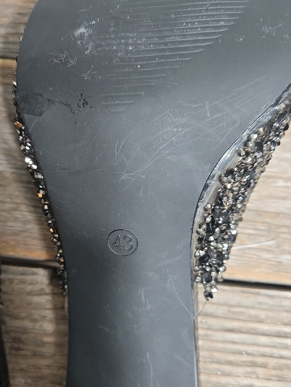 Styleloop Black And Silver Sparkle Mule Translucent Clear Pointed Toe Heels - Picture 7 of 7